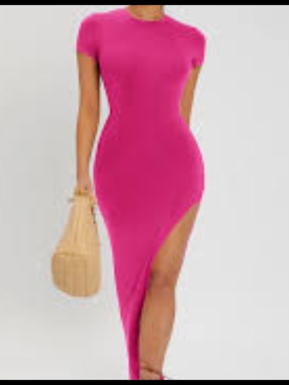 Fuchsia Asymmetric Sheath Dress - Women